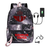 Stranger Things Hellfire Club Backpack Stranger Things Printed USB Backpack Student School Bag