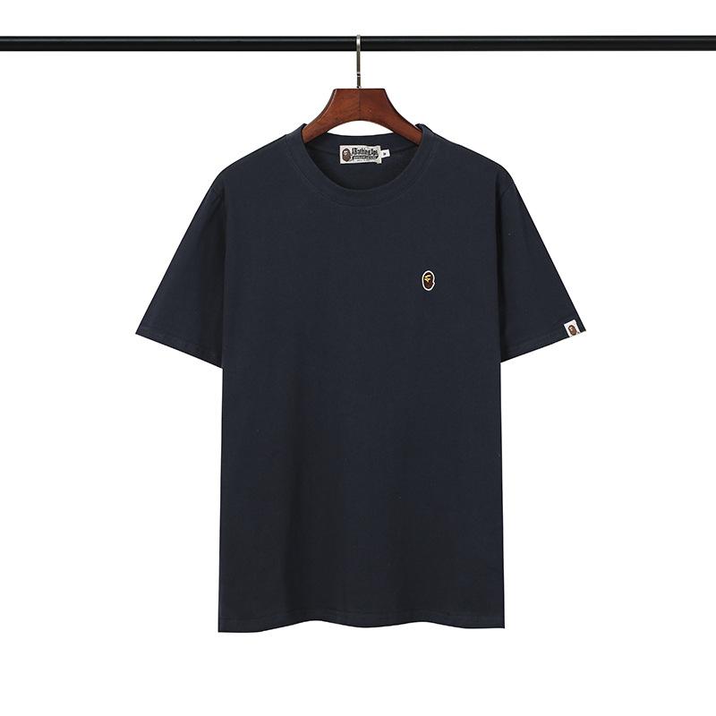 Shark Print T Shirt Embroidered Ape Head Short Sleeve Cotton T-Shirt