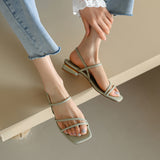 Nude Block Heel Peep Toe Stiletto Sandals Roman Shoes