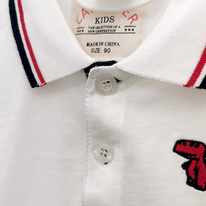 Children T Shrits Summer Boys' Lapel Short Sleeve Embroidery