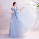 Women'S Evening Dress Ball Gown Princess Quinceanera Wedding Dresses Sexy Blue Evening Dress Banquet Host Formal Dress