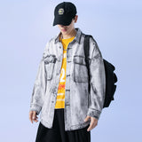 Denim Varsity Jacket Spring Loose Washed-out Vintage Denim Jacket Men's Business Shirt Jacket
