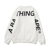 Shark Print Sweatshirts Printed Letter Fleece-Lined Crew Neck Sweater Men'S And Women'S Jacket