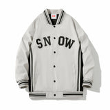 White Varsity Jacket Fall Men's Jackets Embroidered Baseball Uniform Coat for Men Loose Couple Outfit