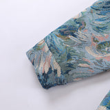 Paisley Denim Jacket Autumn Vintage Flower Oil Painting Jacket Men's Loose Casual