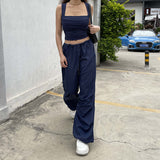 Julia Fox Low Rise Trousers Sexy Slim-Fitting Loose Wide Leg