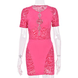 Homecoming Dresses Tight Mesh Hollow See-through Short Sleeve Sheath Sexy Dress