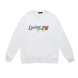 Mens Fall Outfits Vintage Floral Print Long Sleeves T-shirt Men's Loose High Street Hiphop Top