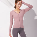 BBL Jacket Spring Yoga Clothes Women's Coat Hat Zipper Sports Fitness Top