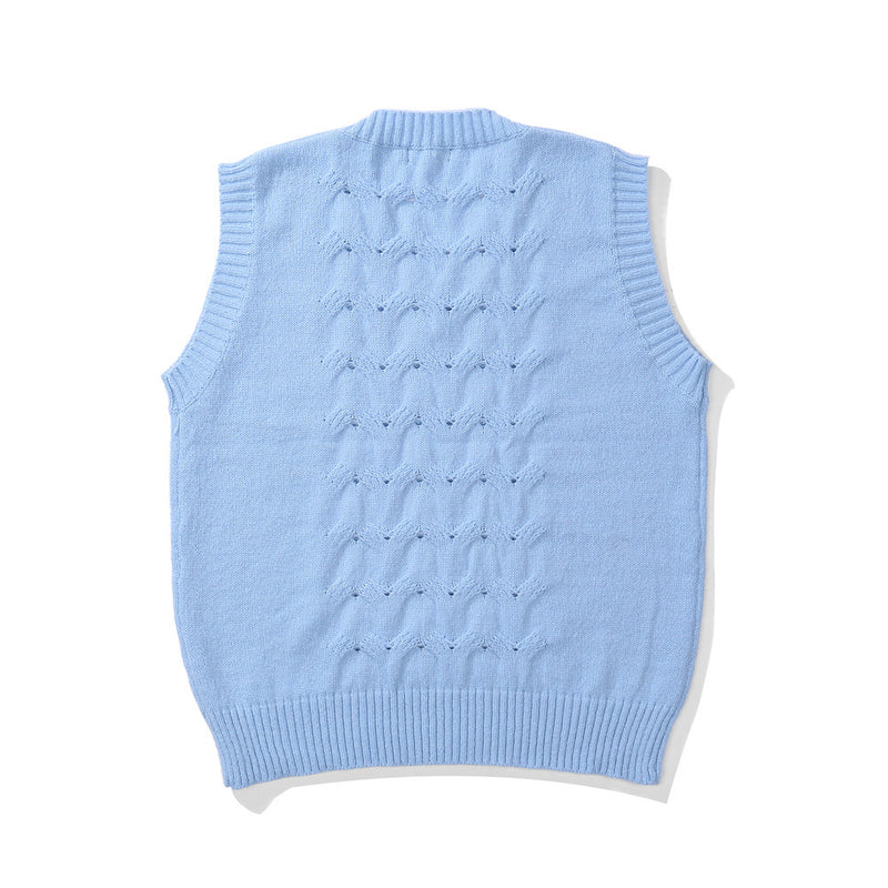 Men Sweater Vest Hollow out Sweater Vest Men's Loose V-neck Sleeveless Sweater Vest