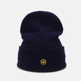 Smiley Face Cap Cute Smiling Face Embroidery Knitted Hat
