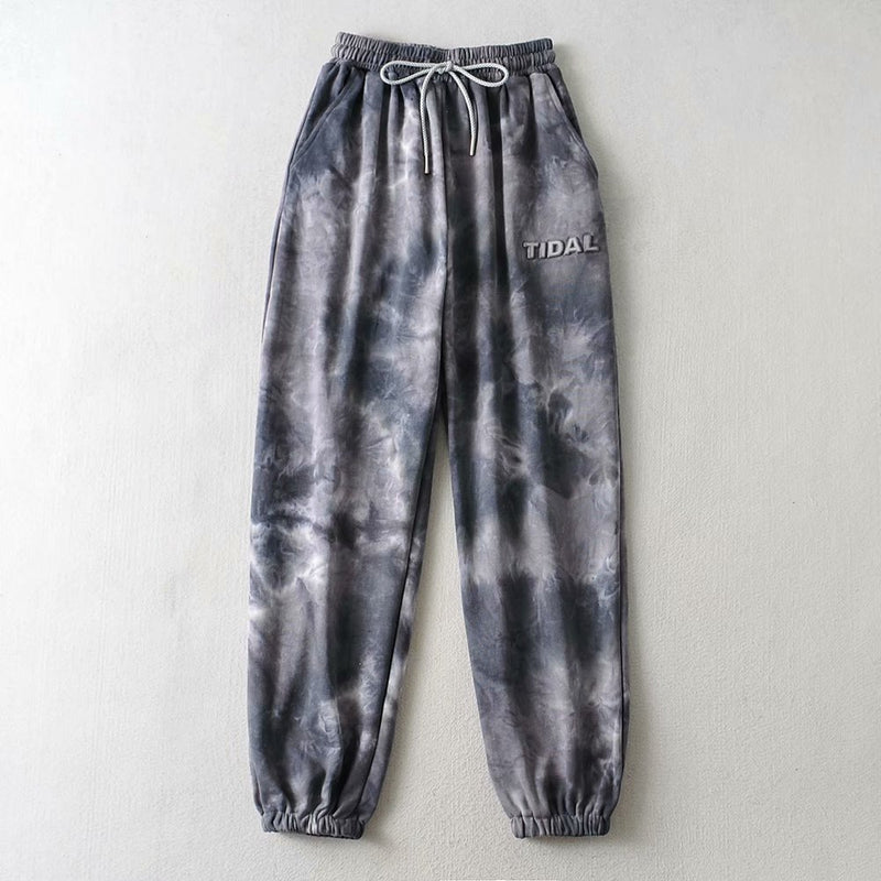 Women Fall Fall Three-Color Tie-Dyed Sweatpants Elastic Waist Ankle-Tied Sweatpants
