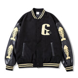 Mens Fall Outfits Couple Baseball Jacket Leopard Pattern Bear Stitching Embroidery Street Loose Sports Jacket Men