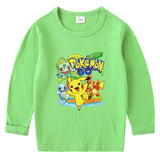 Children Pokemon Pikachu Hoodie Spring and Autumn Undershirt Boys and Girls T-shirt