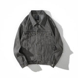 Men Denim Coat Jean Jackets Vintage Distressed Embroidered Denim Jacket Men's Loose Street Lapel Workwear Jacket