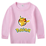 Children Pokemon Pikachu Hoodie Cotton T-shirt Crew Neck