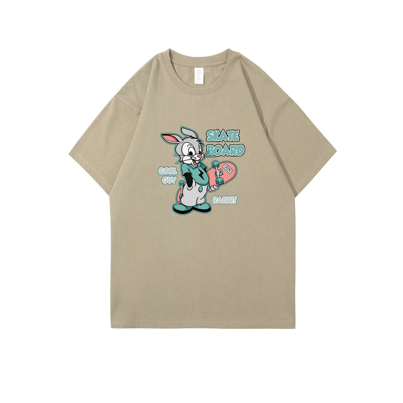 Bugs Bunny Shirt Summer Printed Loose round Neck Men's and Women's Short Sleeve