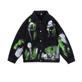 Men Denim Coat Jean Jackets Hand Painted Graffiti Denim Jacket Men Street Hip-Hop Loose Lapels Denim Clothes Jacket