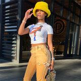 Music Festivals Rave Outfits Girls Tops Summer Women's Clothing Fashion Print round Neck Short Sleeve