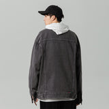 Denim Varsity Jacket Street Retro Loose Denim Jacket Men's Autumn and Winter New Washed Jacket