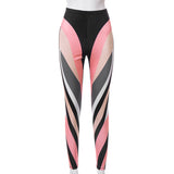 Summer Printing Color Contrast High Waist Hip Lift Bodybuilding Sports Trousers Leggings for Women