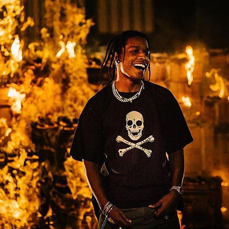 ASAP Yams T Shirt Vlone Skull Printed Short Sleeve T-shirt