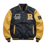 Yellow Varsity Jacket Flight Jacket Stitching Autumn and Winter Baseball Uniform Motorcycle Clothing Leather Coat