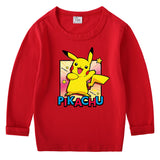 Children Pokemon Pikachu Hoodie Cotton Crew Neck T-shirt