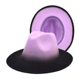 Mens Kentucky Derby Hats Color Matching Gradient Color Fedora Hat Women's Outdoor Sun Hat