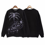 Palm Angels Sweatshirts Coconut Tree Printing Plus Velvet Round Neck Long Sleeve Sweater Men 'S Coat