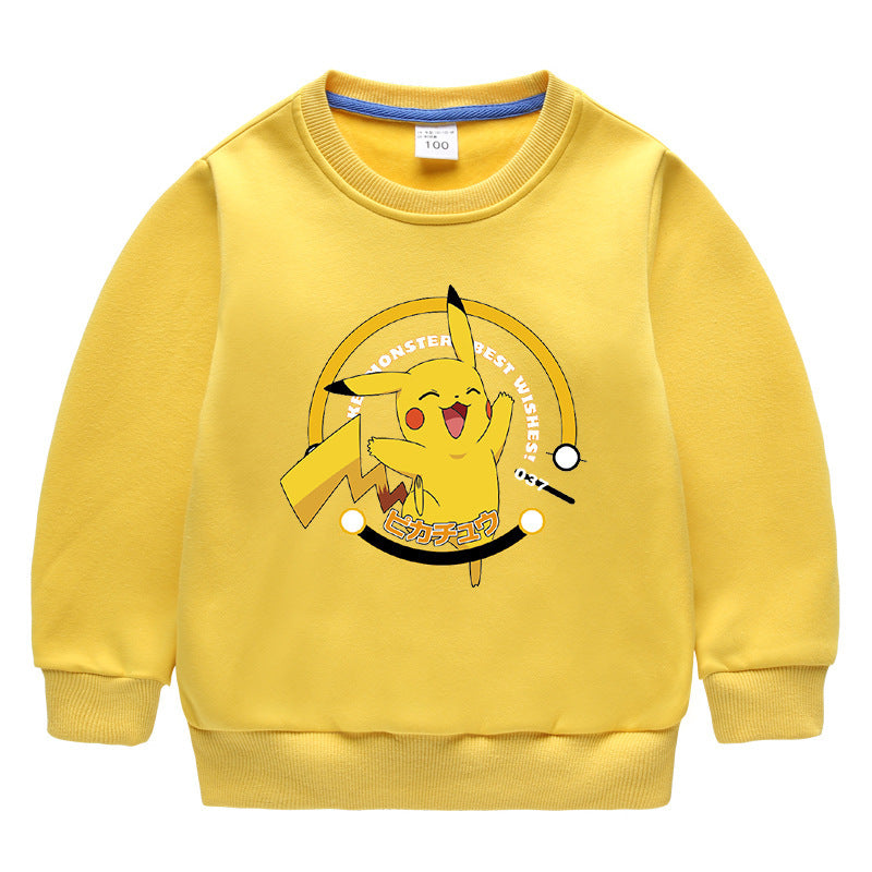 Children Pokemon Pikachu Hoodie Brushed Hoody Cotton