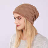 Women Winter Hats Men and Women Sleeve Cap Autumn and Winter Knitting Checkered Month Warm Wool Hat