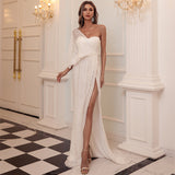 Burgundy Dresses for Wedding Summer One Shoulder Irregular Sequins Dress Women