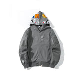 Shark Print Hoodie Digital Pixels Camouflage Color Matching Cap Jacket Sleeve Sweater Hooded Zipper Cardigan Outerwear