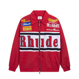 Rhude Hoodie Badge Embroidered Jacket Men's and Women's Jacket