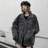 Men Denim Coat Jean Jackets Vintage Distressed Embroidered Denim Jacket Men's Loose Street Lapel Workwear Jacket