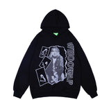 Mens Fall Outfits Street Rock Print Worn Looking Washed-out Hiphop Sweater Men's Women's Hoodie Loose Top