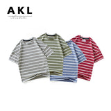 Children T Shrits Children's Summer Clothing Boys Short Sleeve Loose Striped