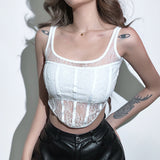 Music Festivals Rave Outfits Girls Tops Summer Women's Sexy Backless Stitching Slim Fit