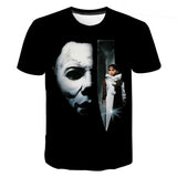 Michael Myers T Shirt Short Sleeve round Neck Pullover Men's T-shirt Short Sleeve