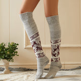 Winter Chunky Cable Thick Knit Thigh High Socks Long Stockings Boot Autumn Winter Retro Jacquard Knitting Long Stockings Warm-Keeping Socks