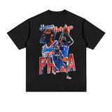 James Harden Shirt Harden Basketball Star Print Distressed Short Sleeve T-shirt Loose Heavy