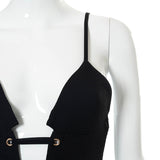 Summer Corns Solid Color Suspenders Backless Slim Fit Trousers Jumpsuit