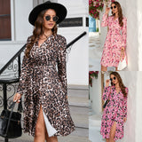 Nina Parker Graffiti Dress Fashionable Pattern Elastic Waist Long Sleeve Dress