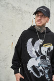 Mens Fall Outfits Sweater Men's Graffiti Hooded Loose Oversize Couple Vintage