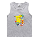 Children Pokemon Pikachu T Shirt Cotton Leisure Sports Sweat-Absorbent Vest