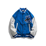 Baby Blue Varsity Jacket Men's Autumn Coat Casual Baseball Uniform