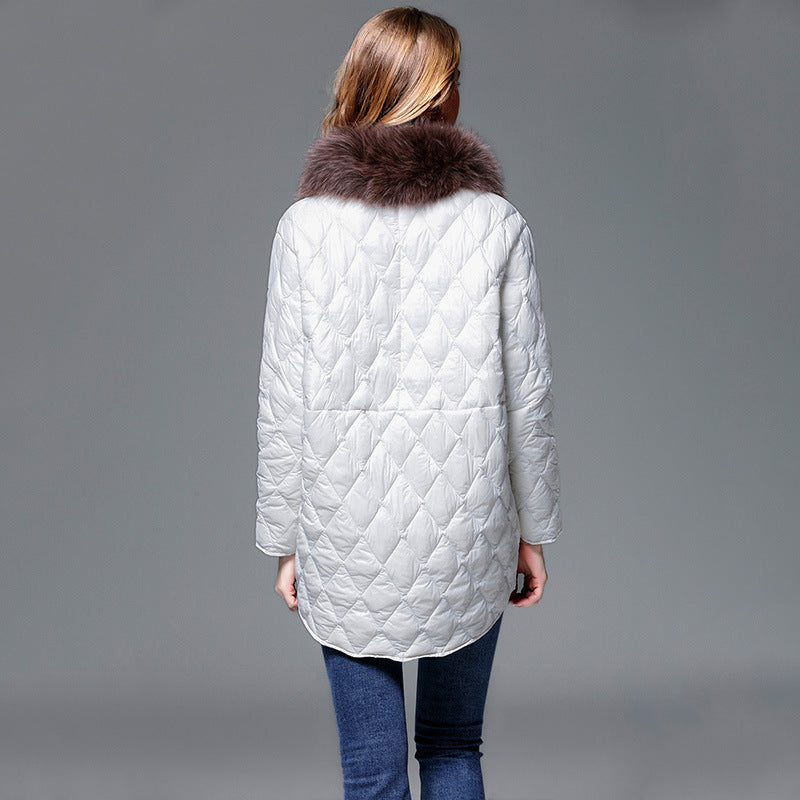 Women Winter Coats Puffer Jacket Down Coat Autumn and Winter Fox Fur Lightweight Down Jacket Mid-Length Coat