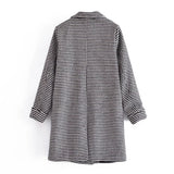 Women Fall Outfits Autumn And Winter Houndstooth Coat Double-Breasted Long Coat