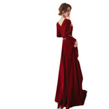Burgundy Dresses for Wedding Autumn and Winter Wedding Dress Engagement Evening Dress for Women
